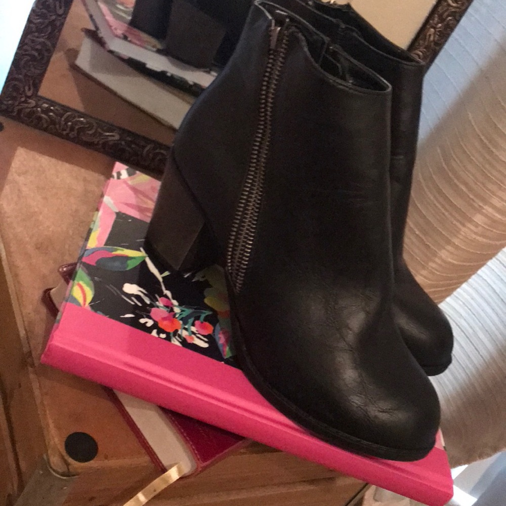Black leather ankle boots